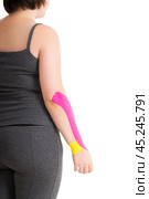 Kinesiology taping on human hand, carpal tunnel syndrome. Стоковое фото, фотограф Станислав Тарко / Фотобанк Лори