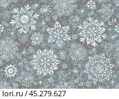 Vector Christmas seamless pattern with vintage snowflakes. Стоковая иллюстрация, иллюстратор Ольга Дроздова / Фотобанк Лори