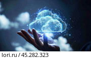 Проекция облака в руках человека. Стоковое AI-изображение, AI-художник Александр Жуков / Фотобанк Лори