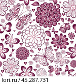 Vector spring rose gradient pattern seamless with floral heart. Стоковая иллюстрация, иллюстратор Ольга Дроздова / Фотобанк Лори