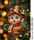 Dunno from Sunny City, bright Christmas tree toy. New Year's decor. Festive New Year's atmosphere. Стоковое AI-изображение, AI-художник Сергей Елизарьев / Фотобанк Лори