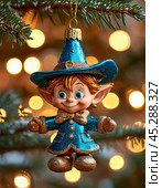 Dunno from Sunny City, bright Christmas tree toy. New Year's decor. Festive New Year's atmosphere. Стоковое AI-изображение, AI-художник Сергей Елизарьев / Фотобанк Лори