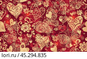 Vector seamless valentines pattern with hearts and butterflies. Стоковая иллюстрация, иллюстратор Ольга Дроздова / Фотобанк Лори