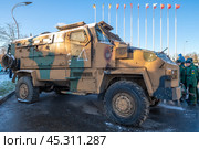 Турецкий бронеавтомобиль BMC Kirpi. Выставка трофейной техники из зоны специальной военной операции. Санкт-Петербург. Редакционное фото, фотограф Виктор Карасев / Фотобанк Лори