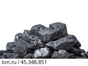 Natural wood charcoal Isolated on white. Стоковое фото, фотограф Сергей Толмачёв / Фотобанк Лори