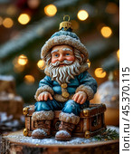 Fairytale brownie on the tree, bright Christmas tree toy. New Year's decor. Festive New Year's atmosphere. Стоковое AI-изображение, AI-художник Сергей Елизарьев / Фотобанк Лори