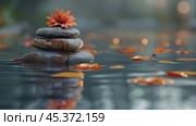 Stacked Stones in Water. Sea stones balance and wellness spa concept, inspiration, Zen like and well being tranquil composition. Close-up of zen stones. Стоковое AI-видео, аниматор Ирина Михайличенко / Фотобанк Лори