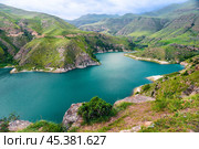 Picturesque view of the mountain lake Gizhgit with azure water. Caucasus. Стоковое фото, фотограф Константин Лабунский / Фотобанк Лори