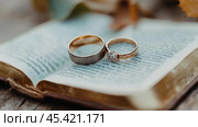 Романтические обручальные кольца в старинной книге о любви и символике брака. Стоковое AI-изображение, AI-художник ФотоИнтеллект / Фотобанк Лори