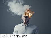 Man suffers from a headache. Стоковое AI-изображение, AI-художник Дмитрий Киселёв / Фотобанк Лори