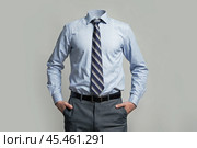 Male businessman in a shirt and tie and without a head. Стоковое AI-изображение, AI-художник Дмитрий Киселёв / Фотобанк Лори