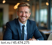 Портрет молодого мужчины. Бизнесмен, менеджер, служащий, специалист IT, клерк, программист, белый воротничок, сисадмин. Portrait of a young man. Businessman, manager, IT specialist, clerk, programmer, white collar worker, sysadmin. Стоковое AI-изображение, AI-художник Гер Олег / Фотобанк Лори