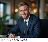 Портрет молодого мужчины. Бизнесмен, менеджер, служащий, специалист IT, клерк, программист, белый воротничок, сисадмин. Portrait of a young man. Businessman, manager, IT specialist, clerk, programmer, white collar worker, sysadmin. Стоковое AI-изображение, AI-художник Гер Олег / Фотобанк Лори