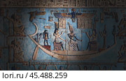 Hieroglyphic carvings and paintings on wall. Стоковое видео, видеограф Михаил Коханчиков / Фотобанк Лори