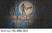 Hieroglyphic carvings and paintings on wall. Стоковое видео, видеограф Михаил Коханчиков / Фотобанк Лори