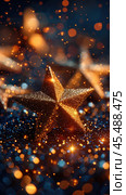 Gold flying stars confetti magic Christmas frame, premium sparkles stardust border background. Holiday party decor, Christmas stars background, flying gold sparkles confetti on white. Стоковое AI-изображение, AI-художник Ирина Михайличенко / Фотобанк Лори