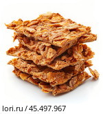 Stack of crispy almond brittle cookies forming a delicious treat. Стоковое AI-изображение, AI-художник Иван Рябоконь / Фотобанк Лори