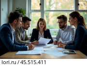 Businessmen are discussing a deal. Стоковое AI-изображение, AI-художник RamA / Фотобанк Лори