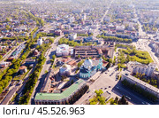 Aerial view of city of Kursk with bulidings and church. Стоковое фото, фотограф Яков Филимонов / Фотобанк Лори