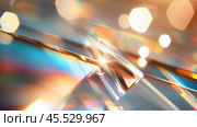 Light refracts through crystal surfaces creating sparkling effects in a vibrant setting. Стоковое AI-изображение, AI-художник Сергей Толмачёв / Фотобанк Лори