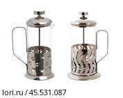 Empty glass teapot on white background. Стоковое фото, фотограф Андрей Аркуша / Фотобанк Лори