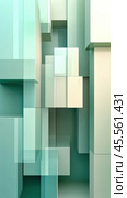Geometric abstract art with layered green and beige rectangular shapes, AI. Стоковое AI-изображение, AI-художник Сергей Старуш / Фотобанк Лори
