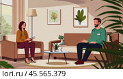 Doctors discussing patient's medical history during home visit. Стоковое AI-видео, аниматор Юрий Поздников / Фотобанк Лори