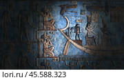 Hieroglyphic carvings and paintings on wall. Стоковое фото, фотограф Михаил Коханчиков / Фотобанк Лори