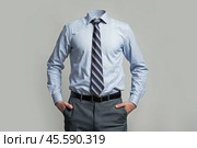 Male businessman in a shirt and tie and without a head. Стоковое AI-изображение, AI-художник Дмитрий Киселёв / Фотобанк Лори