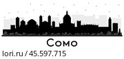 Como Italy City Skyline Silhouette with Black Buildings Isolated on White. Стоковая иллюстрация, иллюстратор Игорь Сорокин / Фотобанк Лори