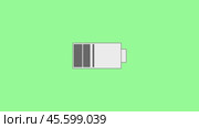 Battery charge indicator. A simple animated icon. Green background. Стоковая анимация, аниматор Сергей Костюк / Фотобанк Лори