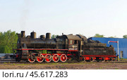 Паровоз Эу683-32 на станции Сортавала, Карелия (2019 год). Редакционное фото, фотограф Алексей Иванов / Фотобанк Лори