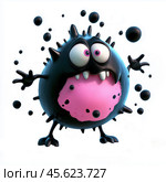Cartoon virus character isolated on white background. Стоковое AI-изображение, AI-художник ArtVladZ / Фотобанк Лори