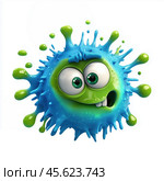Cartoon virus character isolated on white background. Стоковое AI-изображение, AI-художник ArtVladZ / Фотобанк Лори