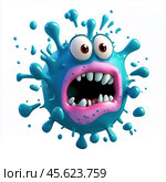 Cartoon virus character isolated on white background. Стоковое AI-изображение, AI-художник ArtVladZ / Фотобанк Лори