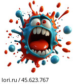 Cartoon virus character isolated on white background. Стоковое AI-изображение, AI-художник ArtVladZ / Фотобанк Лори