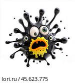 Cartoon virus character isolated on white background. Стоковое AI-изображение, AI-художник ArtVladZ / Фотобанк Лори