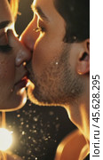 Intimate romantic encounter: passionate kiss with water droplets and soft lighting. Стоковое AI-видео, аниматор Sabyna75 / Фотобанк Лори