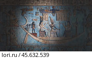Hieroglyphic carvings and paintings on wall. Стоковое видео, видеограф Михаил Коханчиков / Фотобанк Лори