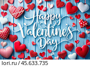 Stylish holiday banner. The inscription Valentine's Day and hearts. A mock-up of an invitation card for a Valentine's Day party, a place to copy. Стоковое AI-изображение, AI-художник Photojuli / Фотобанк Лори