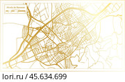 Alcala de Henares Spain City Map in Retro Style in Golden Color. Outline Map. Стоковая иллюстрация, иллюстратор Игорь Сорокин / Фотобанк Лори