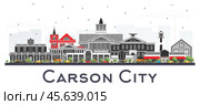 Carson City Nevada City Skyline with Color Buildings Isolated on White. Стоковая иллюстрация, иллюстратор Игорь Сорокин / Фотобанк Лори