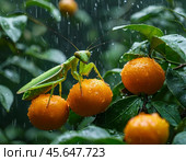 The common mantis, or religious mantis (Latin Mantis religiosa) is a large predatory insect from the family of true mantises of the order Mantisidae. Стоковое AI-изображение, AI-художник Сергей Елизарьев / Фотобанк Лори