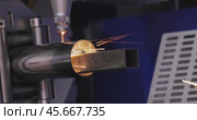 CNC Laser and gas cutting of metal, modern industrial technology. Стоковое видео, видеограф Андрей Армягов / Фотобанк Лори