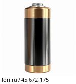 One single black and gold aa battery standing on white background. Стоковое AI-изображение, AI-художник Иван Рябоконь / Фотобанк Лори