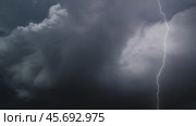 Lot of lightning during a thunderstorm. Стоковое видео, видеограф Михаил Коханчиков / Фотобанк Лори