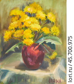 vBouquet of dandelions. Oil painting on canvas by artist Inna Prsityazhnyuk. Стоковая иллюстрация, иллюстратор Сергей Пристяжнюк (Serg Zastavkin) / Фотобанк Лори