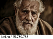 Portrait of Biblical Old Man in Sepia. Patriarch Abraham, Isaac or Jacob. Стоковое AI-изображение, AI-художник Александр Поташев / Фотобанк Лори
