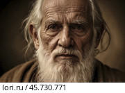 Portrait of Biblical Old Man in Sepia. Patriarch Abraham, Isaac or Jacob. Стоковое AI-изображение, AI-художник Александр Поташев / Фотобанк Лори