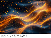 Swirling waves of orange and gold create a mesmerizing abstract background. Стоковое AI-изображение, AI-художник Юлия Гапеенко / Фотобанк Лори